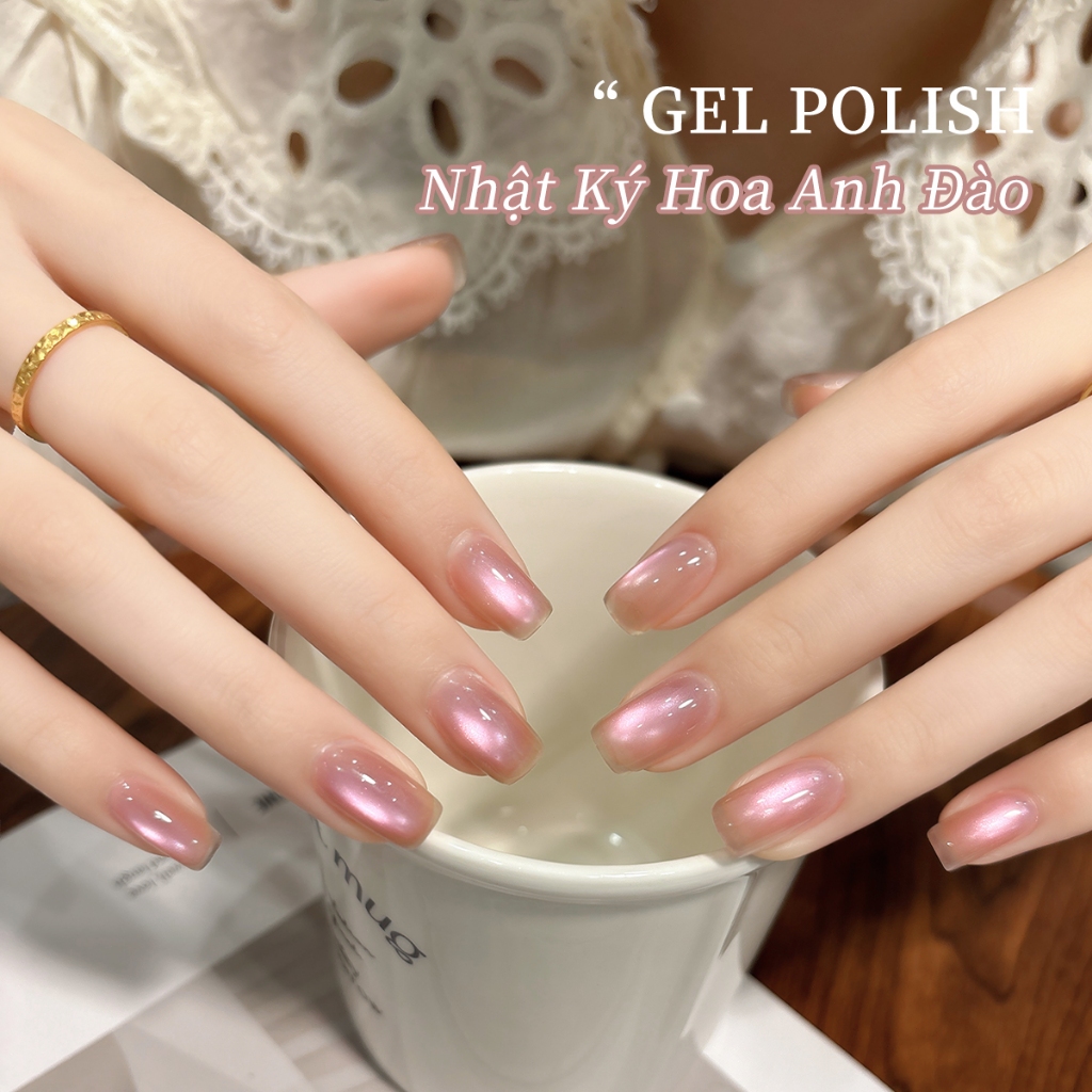 XEIJAYI 10ml -Sơn gel móng tay mắt mèo màu hồng hoa anh đào siêu bóng, độ bóng lâu trôi, hoàn hảo cho việc tự làm.