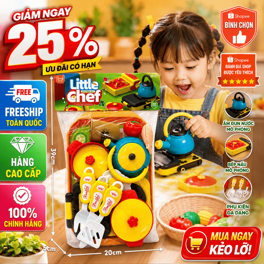 Bộ Đồ Chơi Nhà Bếp Mini Cho Bé, Bộ Nấu Ăn Đồ Chơi Kèm Nồi Chảo Dụng Cụ Nhà Bếp Cho Bé Trai Bé Gái