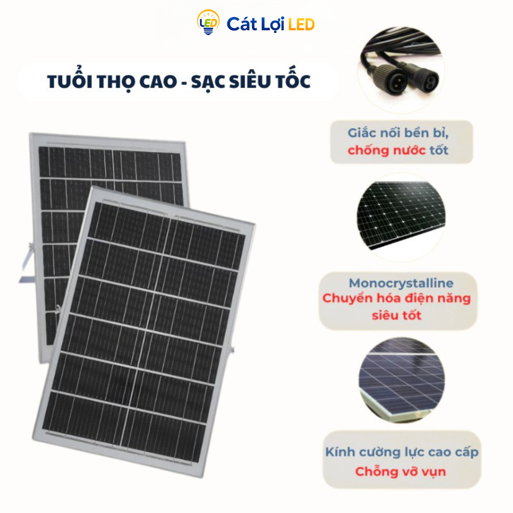 Đèn Pha Năng Lượng Mặt Trời 500W, Pin 25.000mAh, Chống Nước IP68, Phủ Sáng 150m2 - CTMLights
