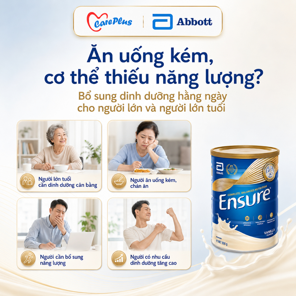 【Combo 2 Lon】 Sữa Bột Ensure Úc Abbott 850g Vị Vani 28 Vitamin Khoáng Chất Nhập Khẩu Úc