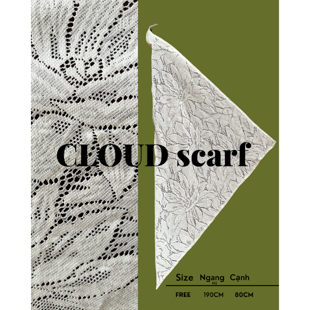 SUNDAY - CLOUD SCARF - Khăn Ren Phối Đầm, Tam Giác.