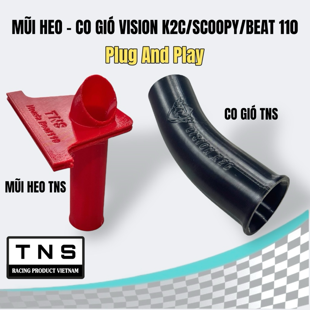 Mũi Heo Co Gió Intake Độ Vision K2C/Scoopy/Beat 110 đời mới (Ngẫu nhiên màu đỏ đen)