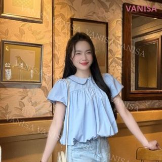 Áo babydoll nữ dáng bí chất voan mềm tay bồng trắng vàng hồng đen VANISA SM105