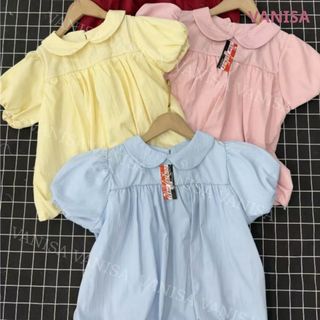 Áo sơ mi nữ form bí tay phồng cổ bèo sen hồng vàng xanh mint trắng đen phong cách tiểu thư VANISA SM105