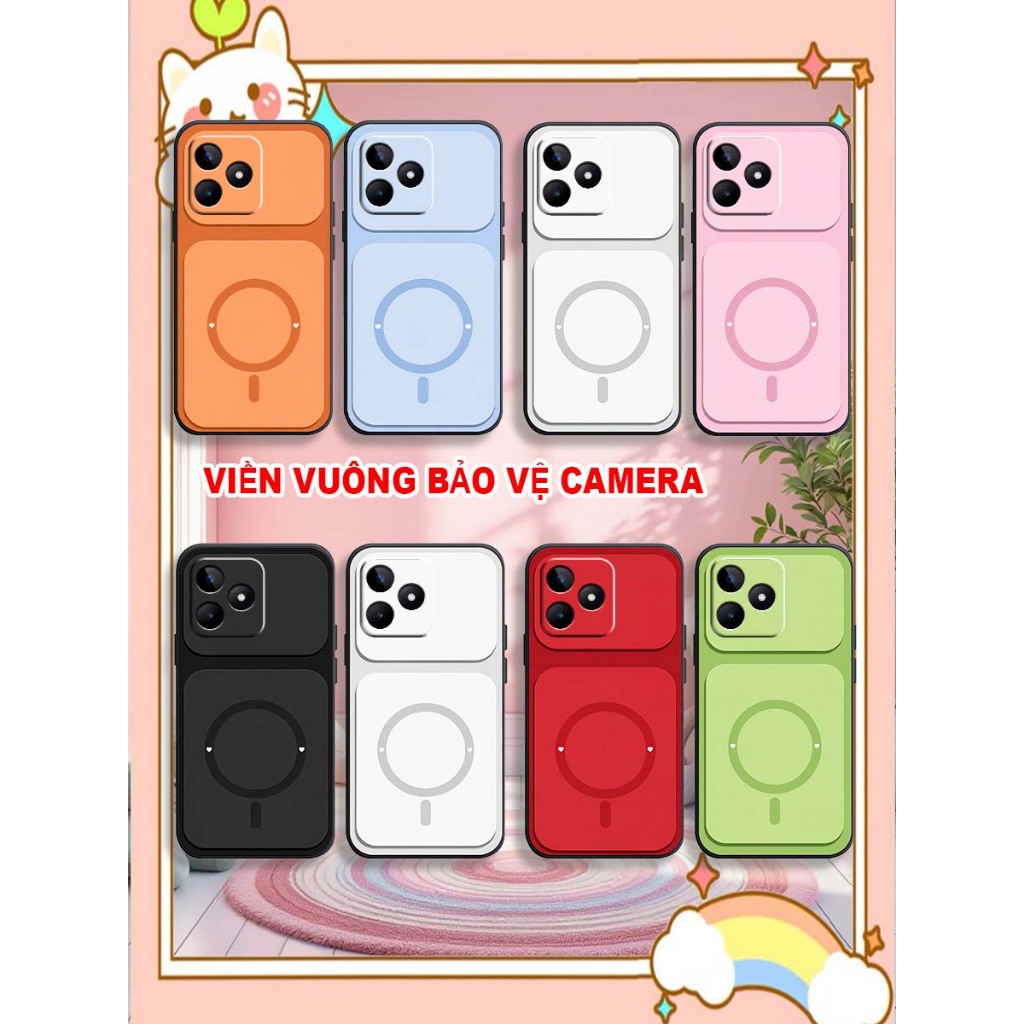 Ốp Lưng điện thoại Realme C51 / C53 / C60 / C61 / C63 / Note 50 /C65S TPU viền vuông in hình vòng tròn LUCKY
