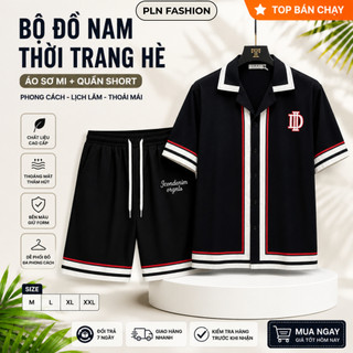 set bộ sơ mi đũi nam cộc tay cao cấp chất lụa, đồ bộ nam đi du lịch đi chơi mặc ở nhà form basic PLN N52