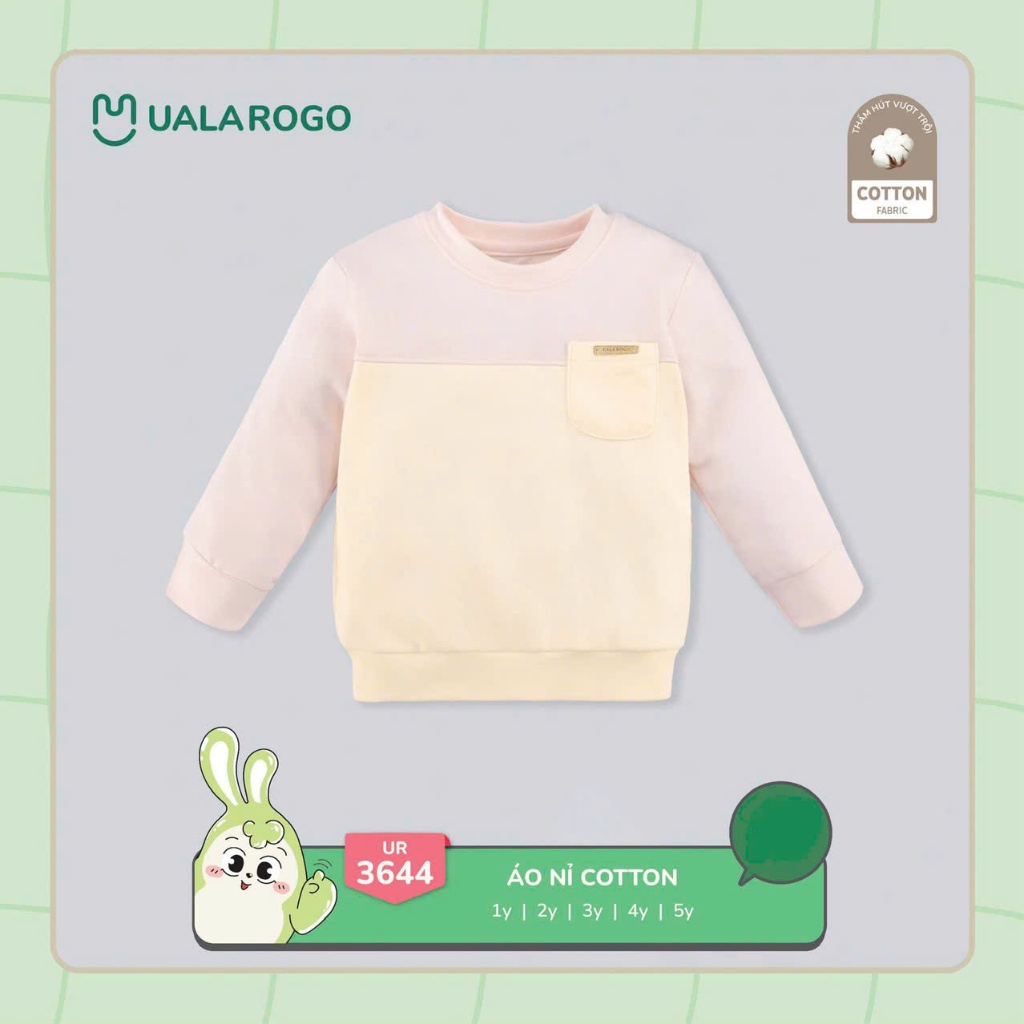 (9-24 kg) Áo Nỉ Cotton Bé Trai, Bé Gái Phối Màu  Uala UR3644