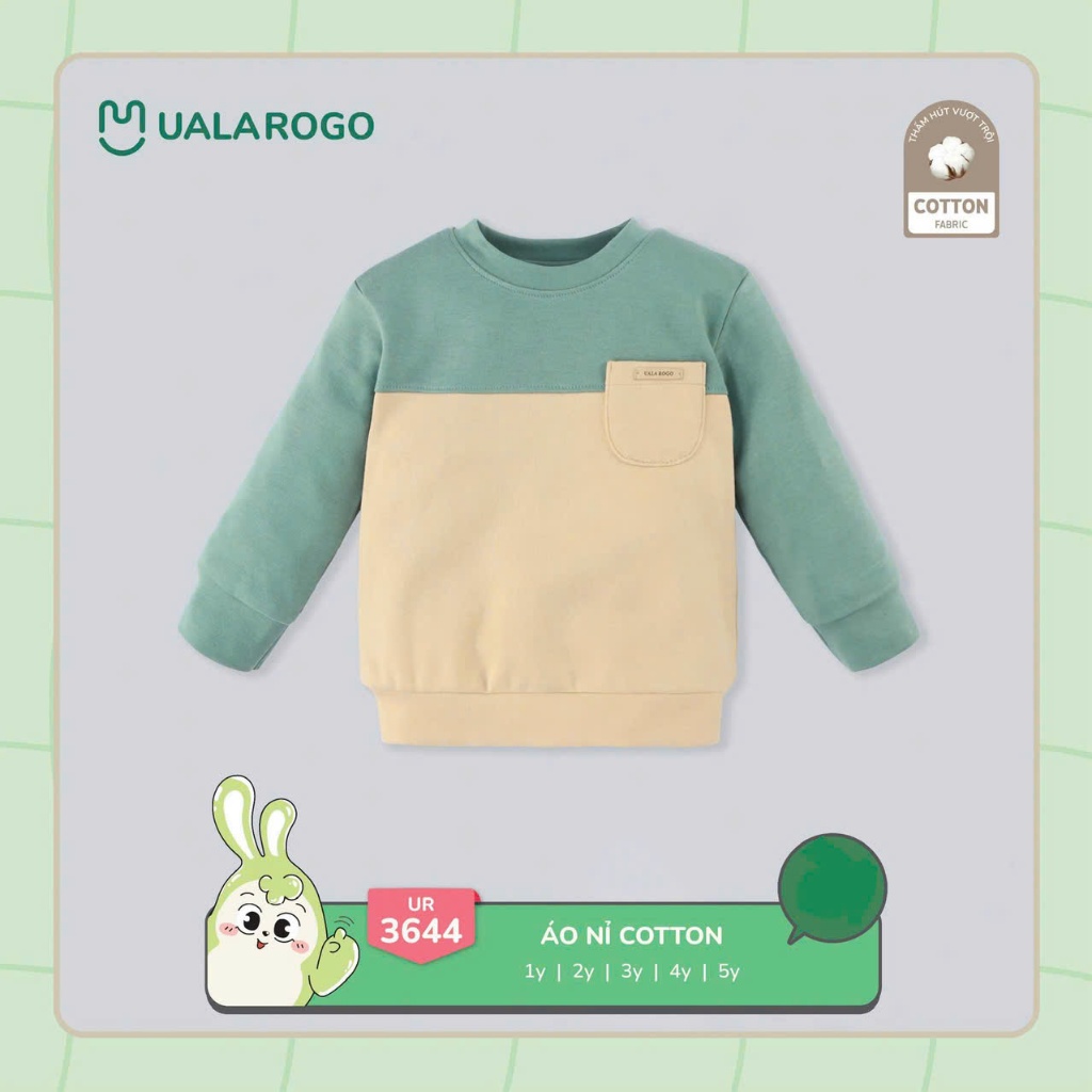 (9-24 kg) Áo Nỉ Cotton Bé Trai, Bé Gái Phối Màu  Uala UR3644