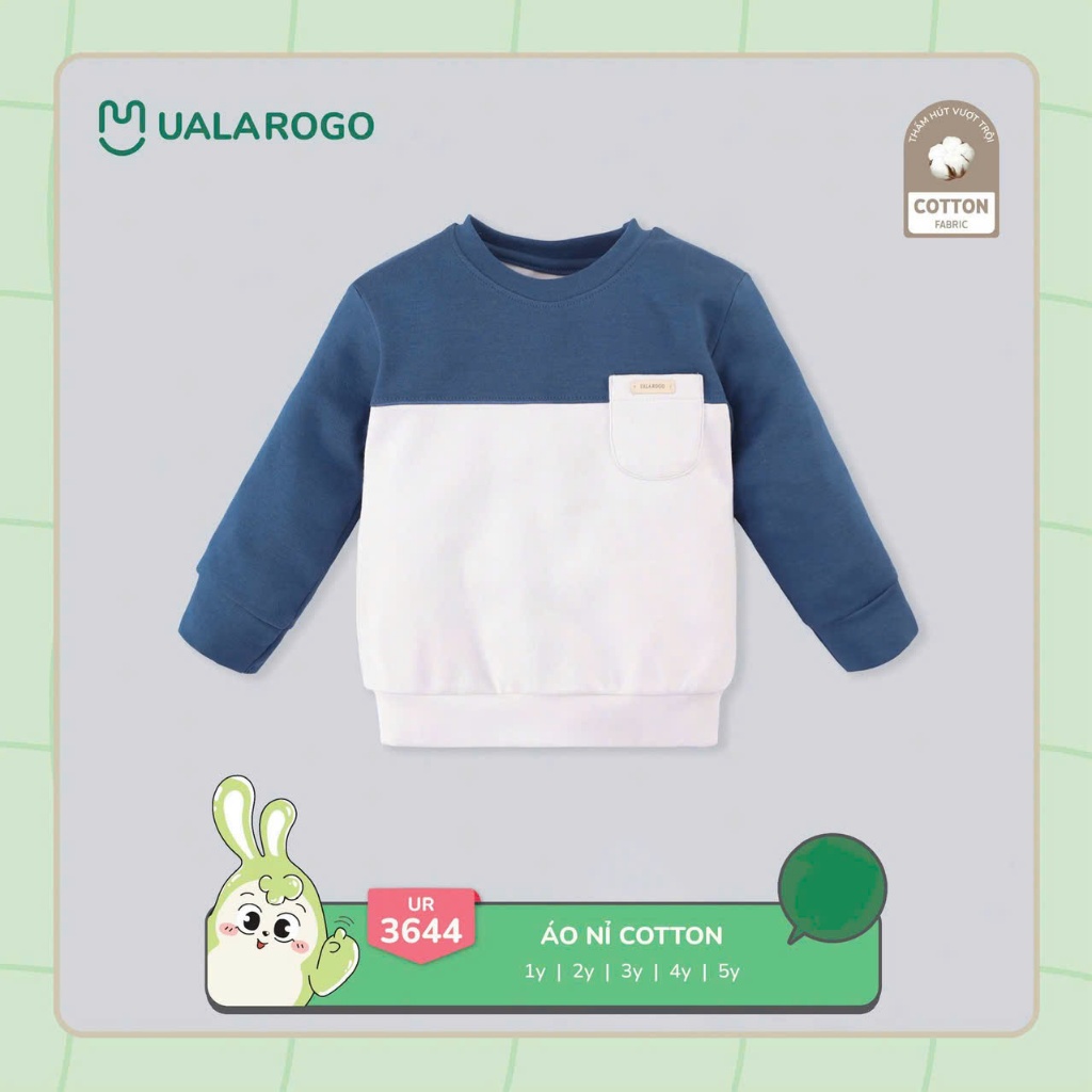 (9-24 kg) Áo Nỉ Cotton Bé Trai, Bé Gái Phối Màu  Uala UR3644