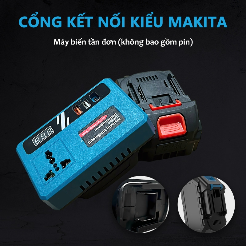 Đế Chuyển Đổi Nguồn Điện Cho Pin Makita, Chuyển 21V Lên 220V, Đèn LED USB Tiện Lợi . Hot 2026