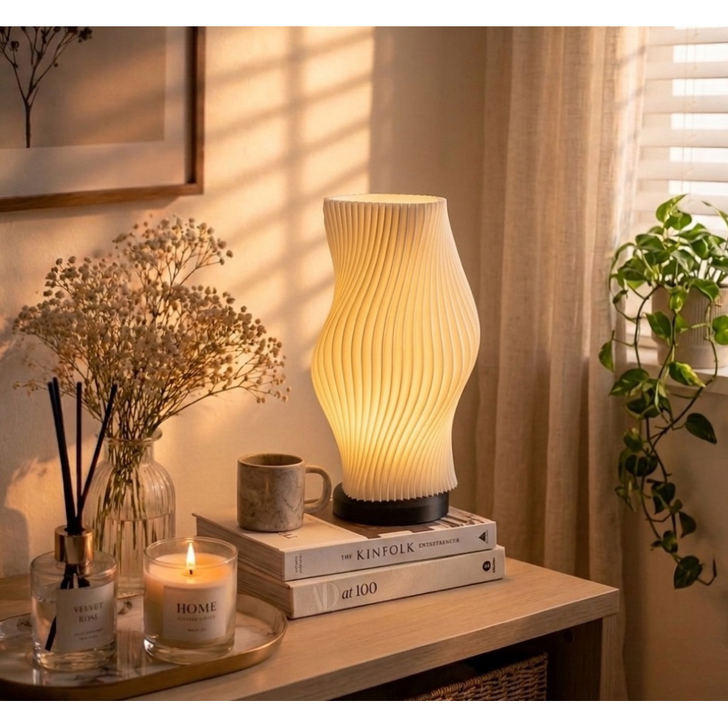 Đèn Ngủ Decor 3D Wave Art – MIE LIGHT | Đèn In 3D Gấp Sóng Cao Cấp – Đèn Bàn Nghệ Thuật Trang Trí Phòng