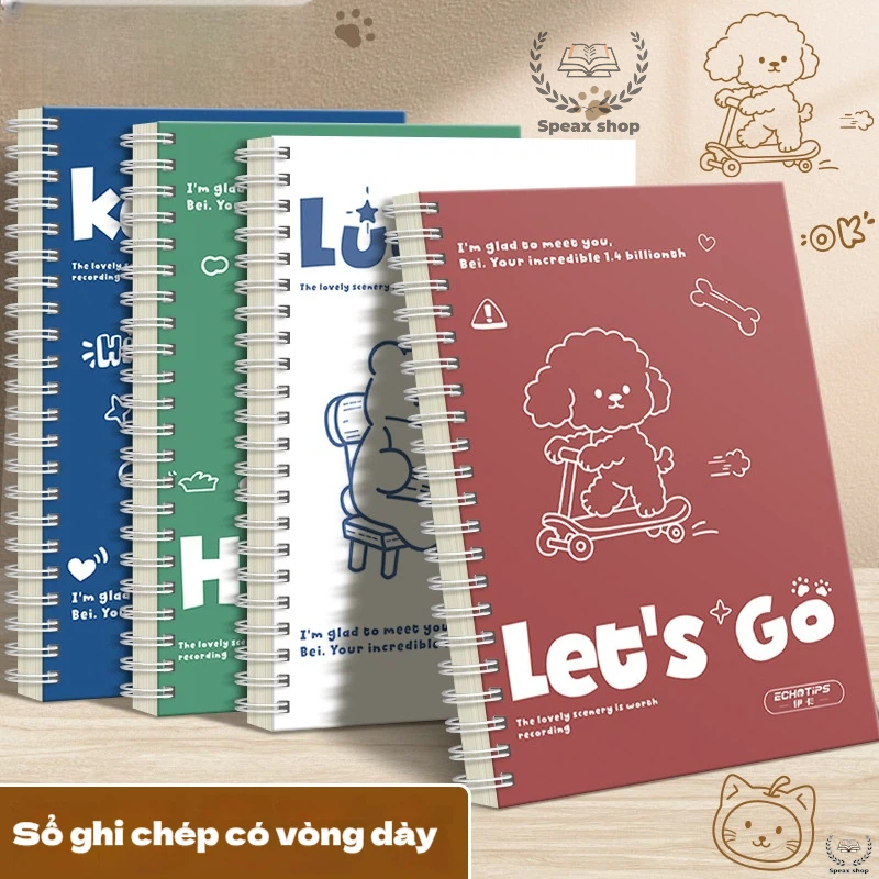 Sổ lò xo A5 bìa hoạt hình – Sổ kẻ ngang 60 tờ cho học sinh, giấy ghi chép tiện dụng