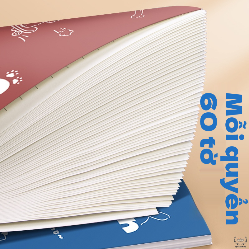 Sổ lò xo A5 bìa hoạt hình – Sổ kẻ ngang 60 tờ cho học sinh, giấy ghi chép tiện dụng