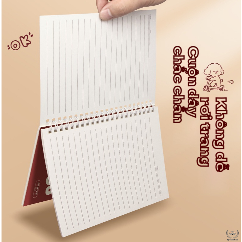 Sổ lò xo A5 bìa hoạt hình – Sổ kẻ ngang 60 tờ cho học sinh, giấy ghi chép tiện dụng