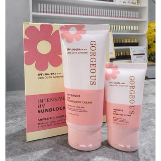 Kem chống nắng múi xù gorgeous trắng da, nâng tone, chống nước lâu trôi tuýp SPF50+PA+++ ( Tuýp 100g + 50g )