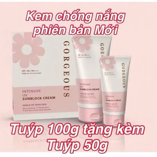 Kem chống nắng múi xù gorgeous trắng da, nâng tone, chống nước lâu trôi tuýp SPF50+PA+++ ( Tuýp 100g + 50g )