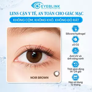 Kính áp tròng nâu Giãn NOIR BROWN 14.5mm chất liệu Silicone Hydrogel 14h-24h 6 tháng EyeBlink
