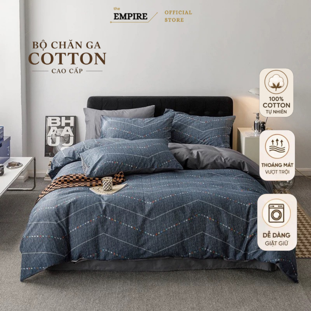 Bộ chăn ga gối nệm 4 món EMPIRE ga trải giường cotton Organic chăn chần bông- EMPIRE Bedding & Decor