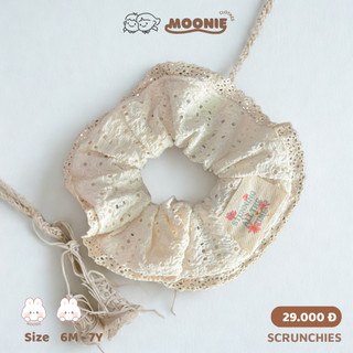 Dây buộc tóc Scrunchies Ren trắng tinh khiết, chất ren xịn, chun buộc tóc bé gái phong cách ngọt ngào