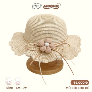 Mũ Cói Chống Nắng Họa Tiết Hoa Dễ Thương Cho Bé