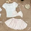 Set bikini 3 món Loại 1 thiết kế áo bra có mút ngực dày kèm áo thun trắng mix chân váy bí chấm bi siêu xin