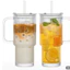 Ly Cốc Thuỷ Tinh Tăm Tre 600Ml Có Ống Hút Hàng Dày Đẹp