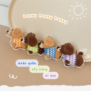 ( Ảnh thật) Móc khoá cún xúc xích bằng len handmade