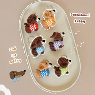 ( Ảnh thật) Móc khoá cún xúc xích bằng len handmade
