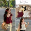 Áo Thô Trễ Vai Cánh Tiên Nơ Ngực, Áo Babydoll Chun Lưng Dáng Bí Bồng Xòe Tiểu Thư