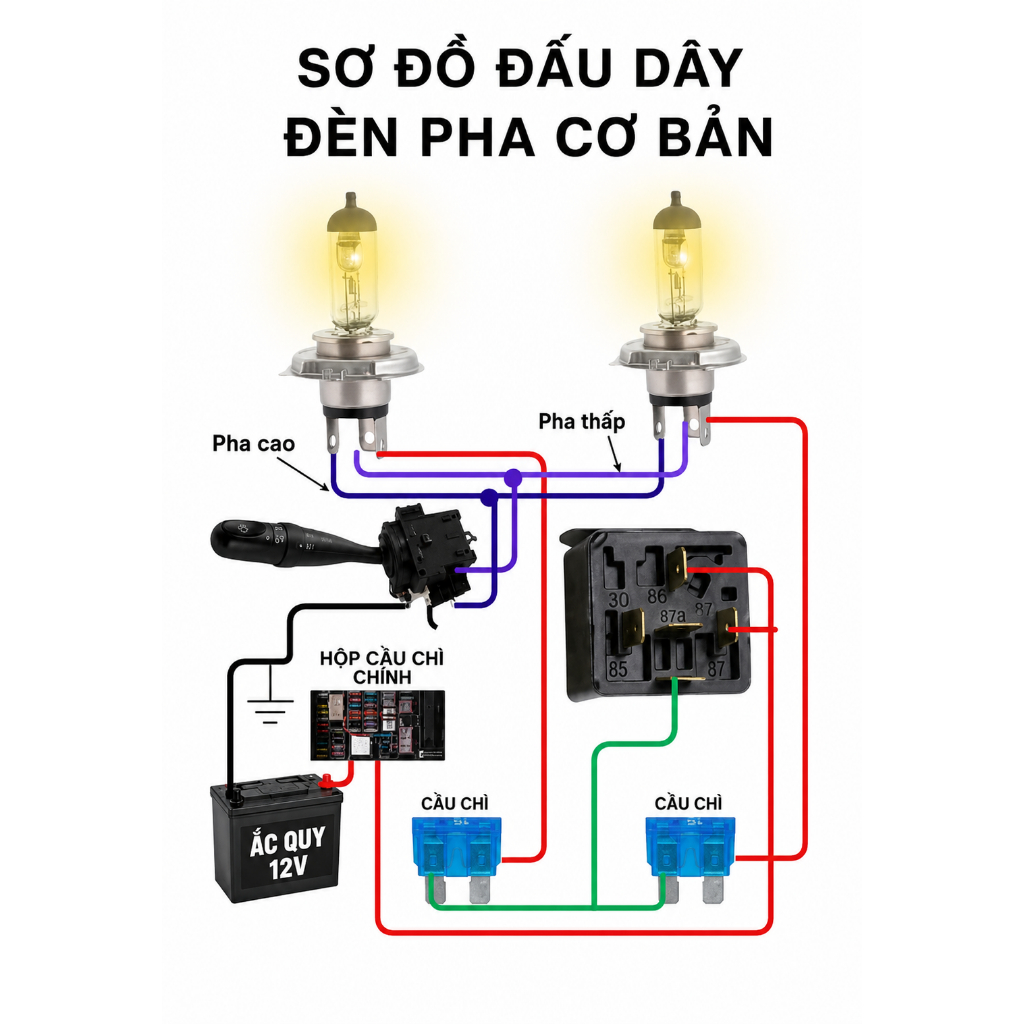 Bóng Đèn Xe Máy Halogen Pha/Cos H4-12V-55W SH Ý/DYLAN/@/PS Chip Osram BSOZZ- Made In Thailand