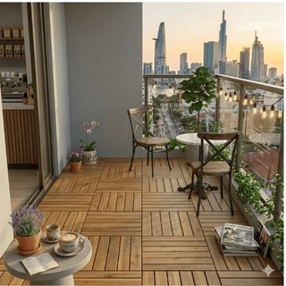 Sàn Gỗ Vỉ Nhựa - COZY I MY VIETHOME I Tấm Gỗ Lót Sàn Ban Công, Chống Trơn Trượt, Chịu Được Nắng Mưa