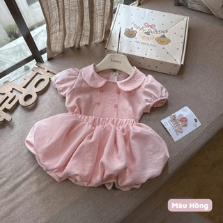 Set Áo Babydoll Cổ Sen Và Chân Váy Bí Chấm Bi Hồng Cao Cấp Xinh Xắn Đáng Yêu Dánh Cho Bé Gái 8-22Kg