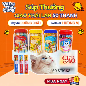 Súp thưởng Ciao Thái Lan cho Mèo, hộp 50 thanh đủ vị