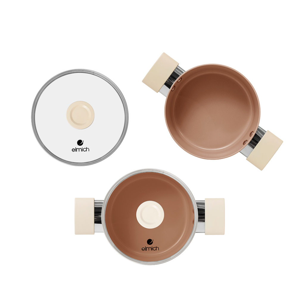 Bộ Nồi Chống Dính Ceramic Full Induction Elmich 5240 Size 18,20,24cm Dùng Bếp Từ Cao Cấp Chính Hãng