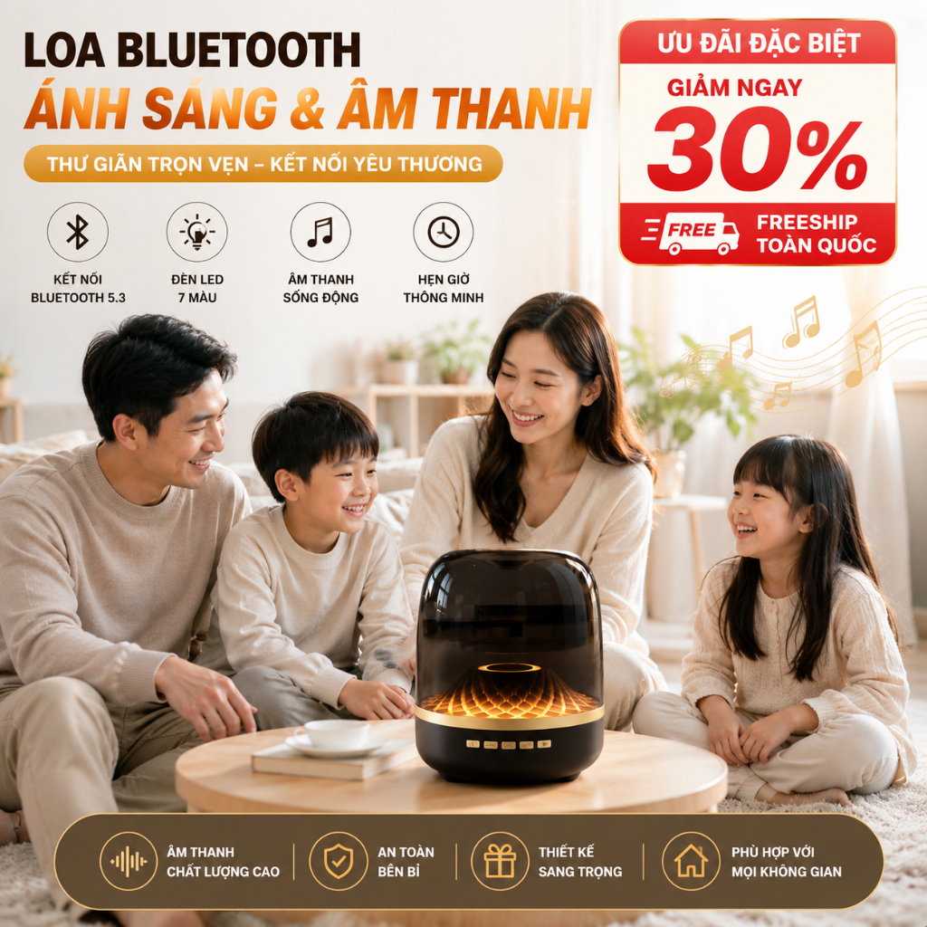 LOA BLUETOOTH GLASS 5 MINI | Âm Thanh Rạp Hát | IPX6 | Pin 12 Giờ | Dành Cho Tiệc Tùng, Du Lịch