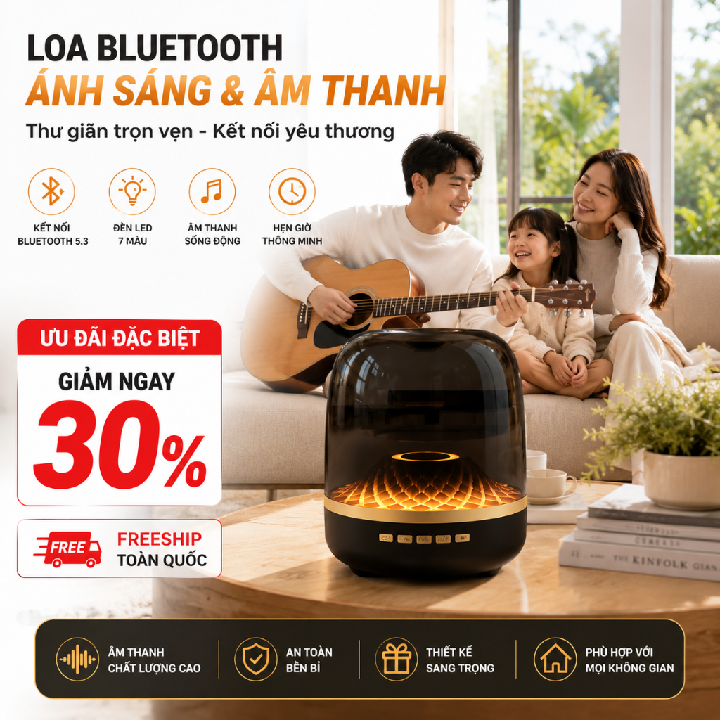 LOA BLUETOOTH GLASS 5 MINI | Âm Thanh Rạp Hát | IPX6 | Pin 12 Giờ | Dành Cho Tiệc Tùng, Du Lịch
