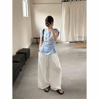 𝗗𝗲𝗺𝗶 𝗟𝗶𝗻𝗲𝗻- |LY LINEN| Áo Linen cổ tròn nhún eo