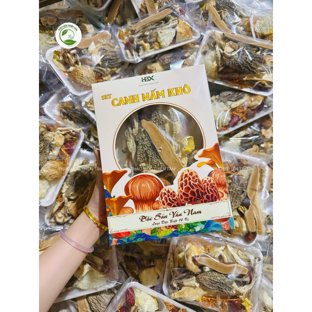 Sét Canh Nấm Dưỡng Sinh 14 Vị Chính Hãng - Mua 3 Hộp Tặng Ngay 3 Gói Gà Hầm Thuốc Bắc 8 Vị - Thảo Mộc Thiện Tâm