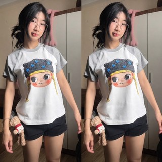 Áo thun babytee phối họa tiết hoạt hình dễ thương dễ mix đồ mặc hàng ngày