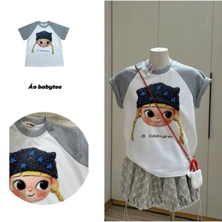 Áo thun babytee phối họa tiết hoạt hình dễ thương dễ mix đồ mặc hàng ngày