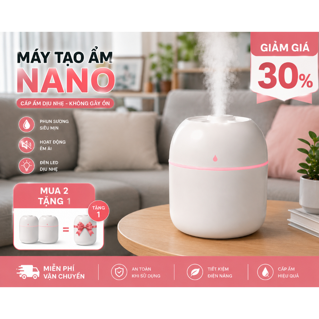Máy Xông Tinh Dầu Máy Tạo Độ Ẩm Phun Sương Mini Hình Giọt Nước USB Đèn Nền Đa Sắc Êm Ái Hỗ Trợ Sỉ