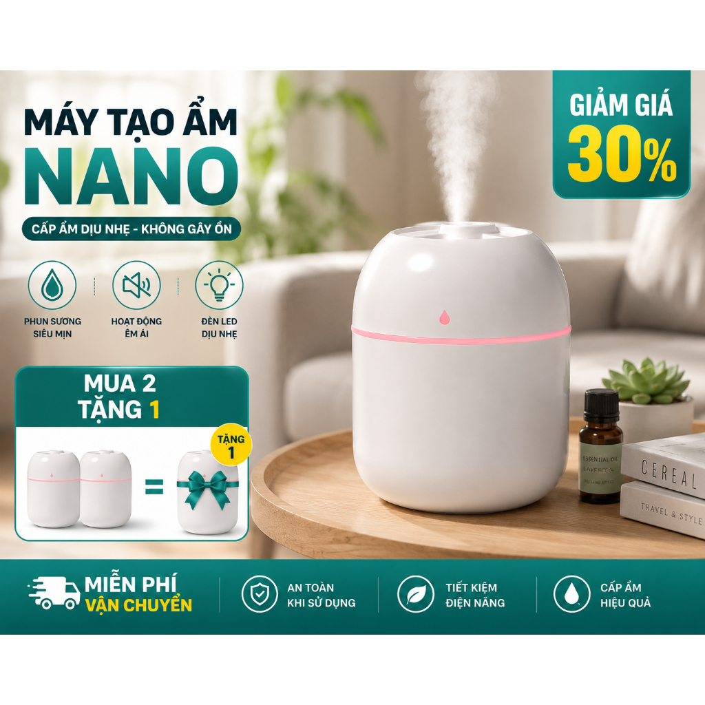 Máy Xông Tinh Dầu Máy Tạo Độ Ẩm Phun Sương Mini Hình Giọt Nước USB Đèn Nền Đa Sắc Êm Ái Hỗ Trợ Sỉ