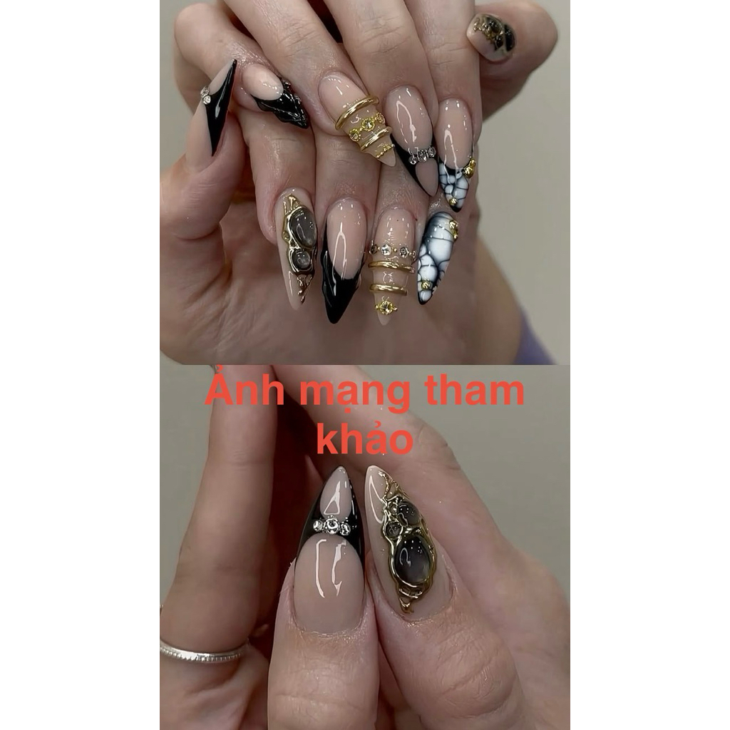 500. nailbox đen, mắt mèo đen tráng vàng đậm