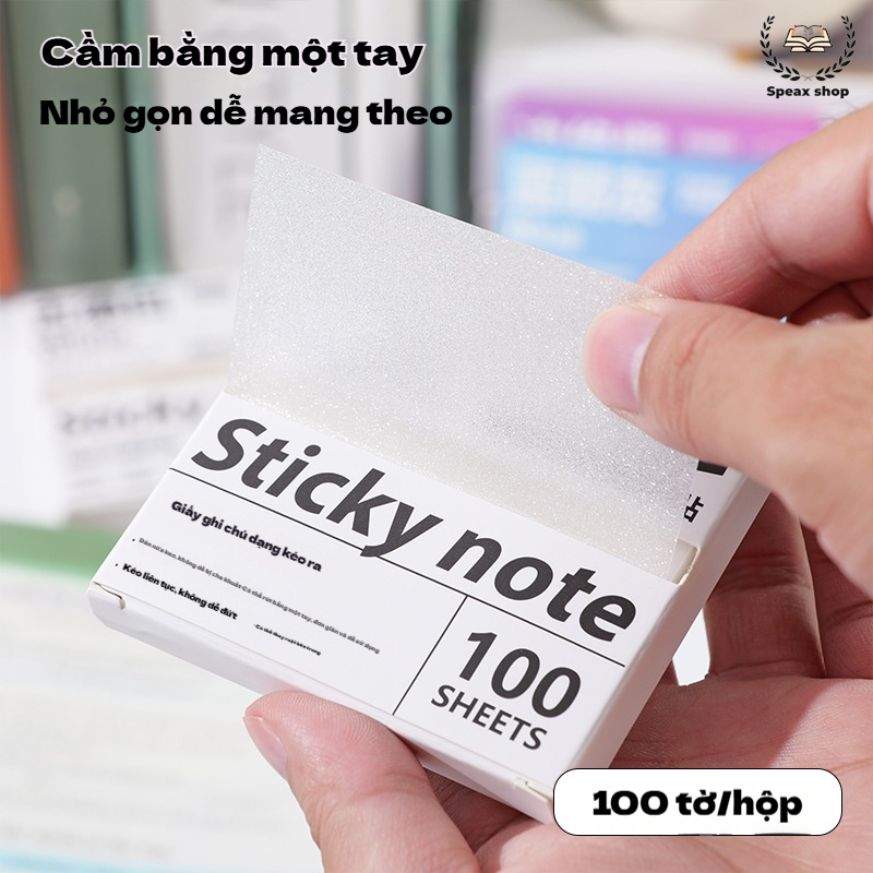 Bộ giấy ghi chú trong suốt kéo rút ánh ngọc trai – nhãn chỉ mục chống nước
