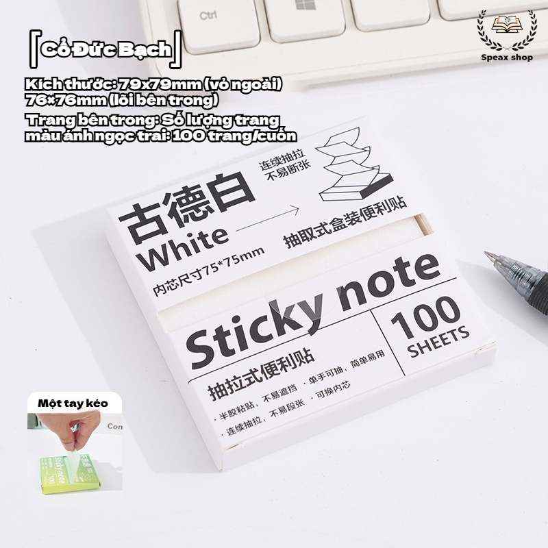 Bộ giấy ghi chú trong suốt kéo rút ánh ngọc trai – nhãn chỉ mục chống nước