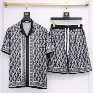 bộ sơ mi nam cộc tay in 3D họa tiết cao cấp, áo ngắn tay mặc nhà chất lụa thoáng mát PLN fashion N18