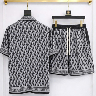 bộ sơ mi nam cộc tay in 3D họa tiết cao cấp, áo ngắn tay mặc nhà chất lụa thoáng mát PLN fashion N18