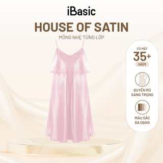 Đầm ngủ nữ iBasic lụa satin hai dây SW082-1