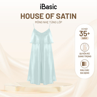 Đầm ngủ nữ iBasic lụa satin hai dây SW082-1