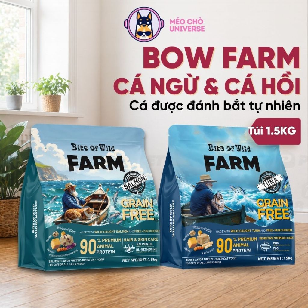 Hạt Cho Mèo Bite Of Wild Farm 1.5KG Cá Ngừ/ Cá hồi 90% Thịt Cá Ngừ Na Uy - MÉO CHÒ UNI